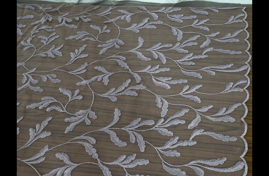 Lace with Branch & Glitter Polyester Single-Colored - 130cm