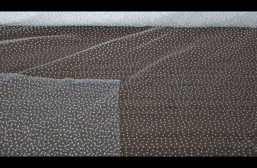 Mesh Tulle Silicone with Flock Polka Dots Polyester Single-Colored-150cm