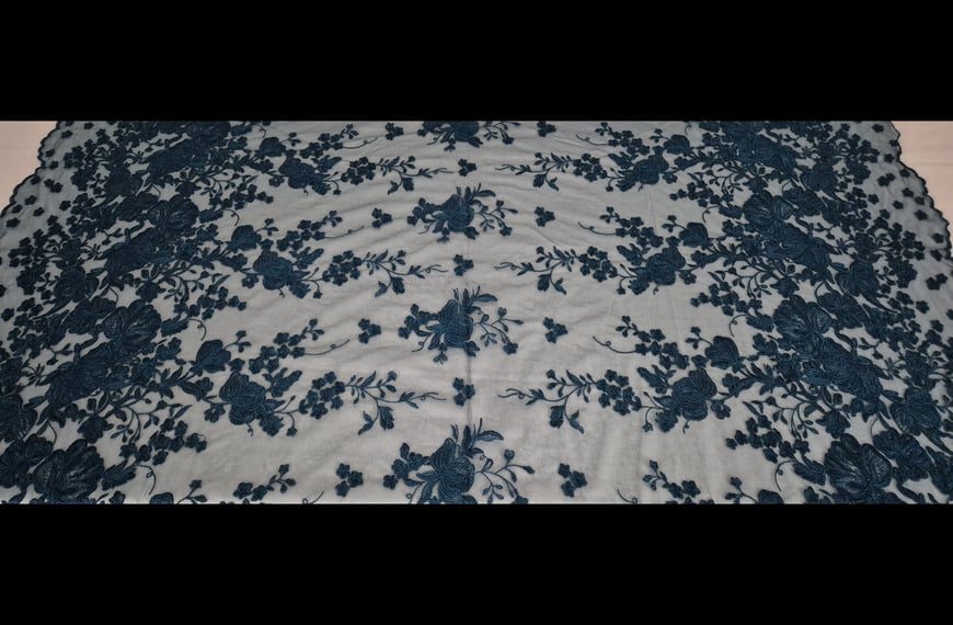 Lace with Bouquets Polyester Single-Colored - 150cm