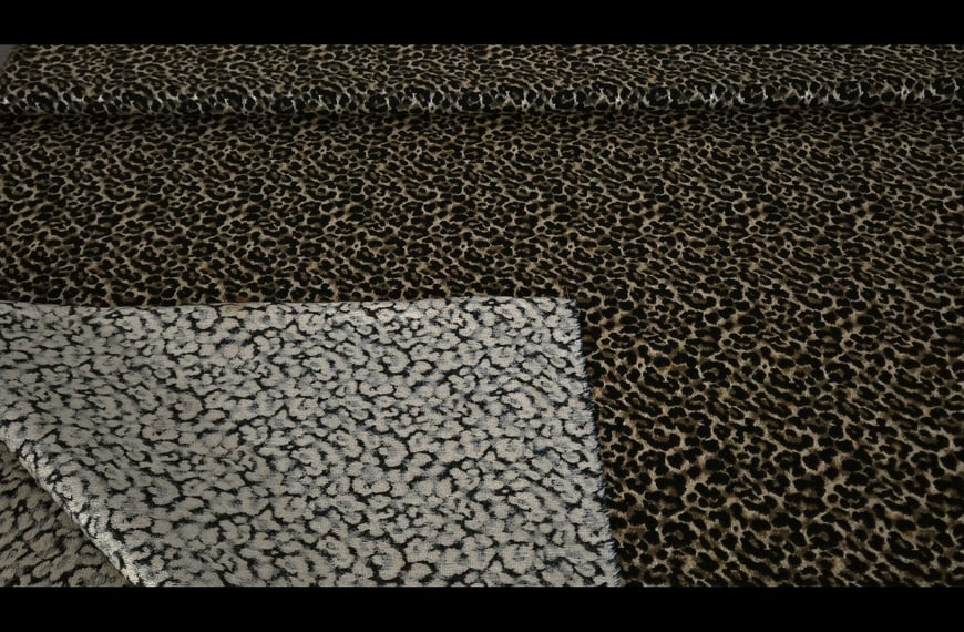 Brocade with Black Leopard Cotton Polyester Elast Multi-Colored - 150cm