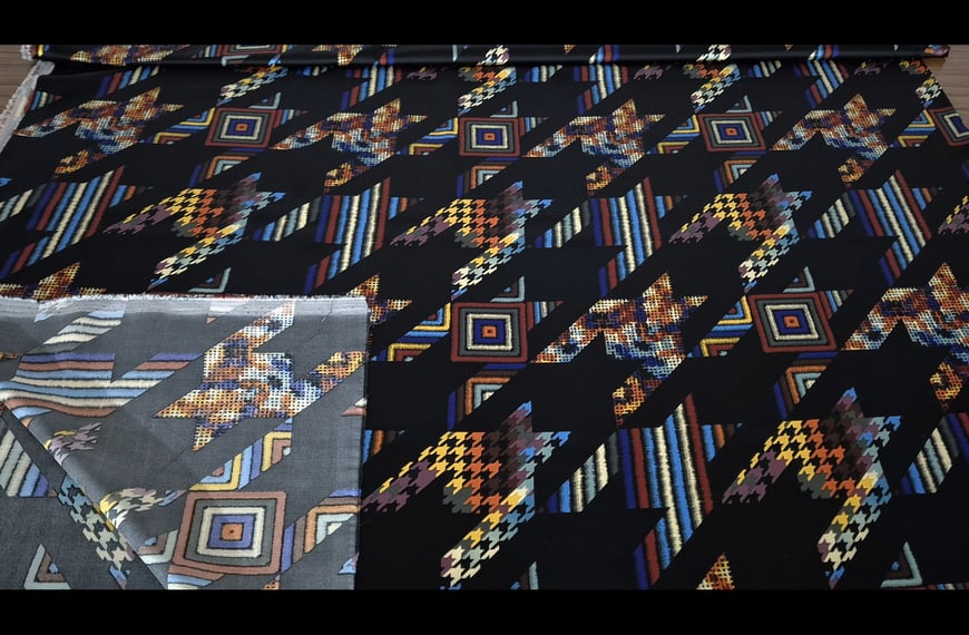 Satin with Geometrical Designs Polyester Multi-Colored - 150cm