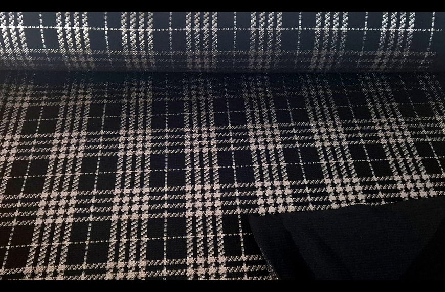 Jersey with Silver Checkers Polyester Elast Multi-Colored - 150cm