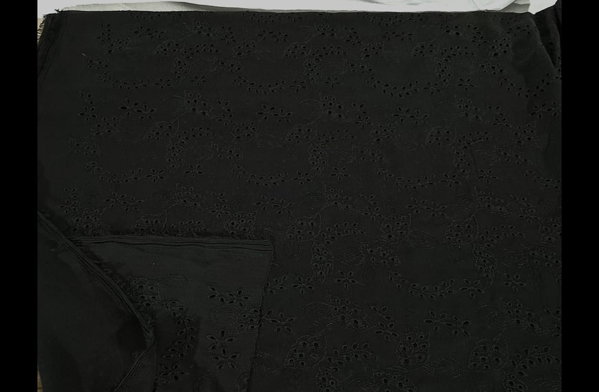 Muslin with Knitted Flowers Polyester Single-Colored - 150cm