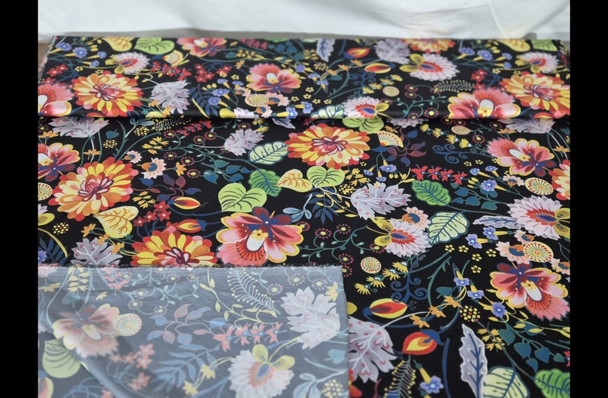 Satin Floral Polyester Multi-Colored - 150cm