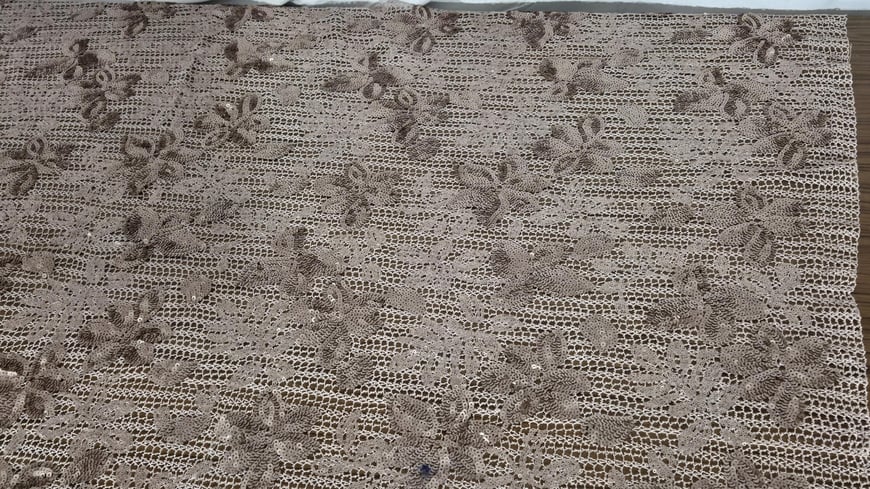 Lace with Εmbroidered Σequins Polyester Single-Colored-140cm
