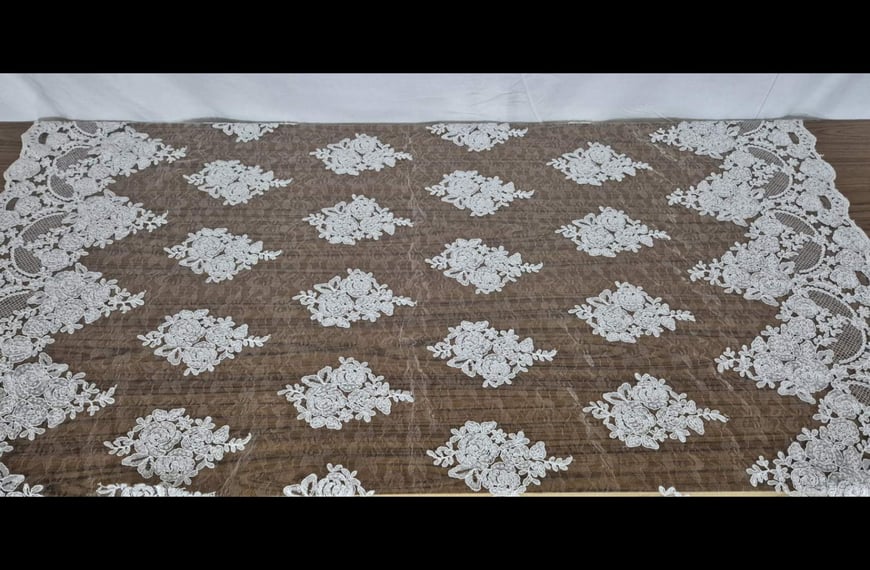 Lace with Sequin & Bouquets Polyester Single-Colored-150cm Lace with Sequin & Bouquets Polyester Single-Colored-150cm