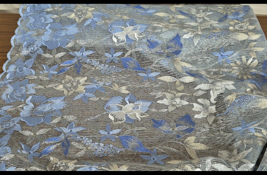 Lace with Knitted Big Flowers Polyester Multi-Colored - 130cm