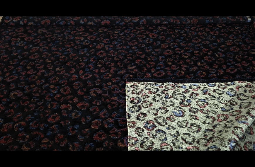 Brocade with 2-Colored Leopard Viscose Polyester Elast - 150cm