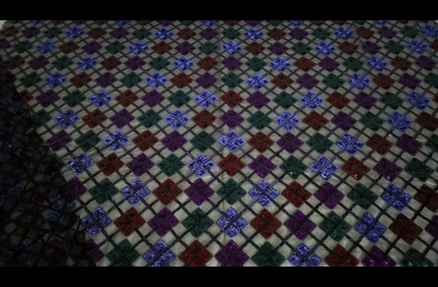 Tulle with Rhombuses & Sequin Polyester Multi-Colored - 150cm