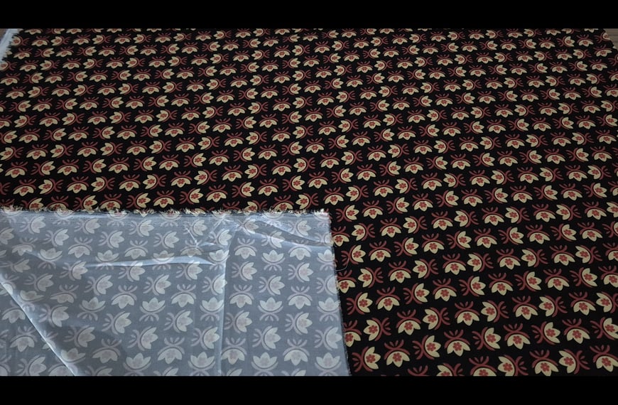 Satin with Beige/Bordeaux Designs Polyester Multi-Colored - 150cm