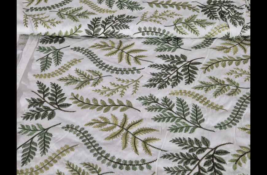 Voile with Leaves Knitted Cotton Multi-Colored - 140cm