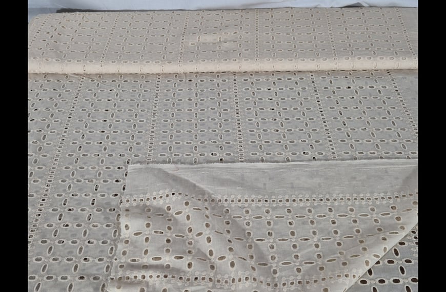 Embroidery with Crosses Cotton Single-Colored - 140cm