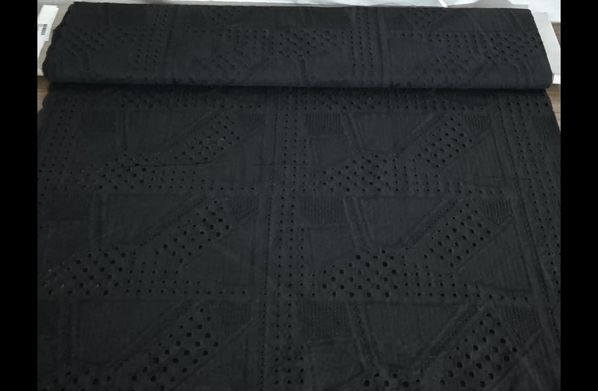 Embroidery with Squares Cotton Single-Colored - 130cm