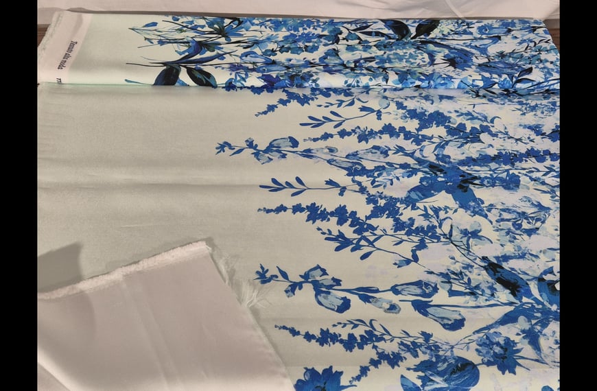 Satin Mikado with Branches in Finish Polyester Multi-Colored - 150cm
