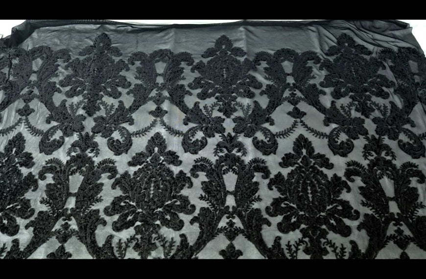 Tulle with Design Sequins Polyester Elastin Single-Colored - 140cm