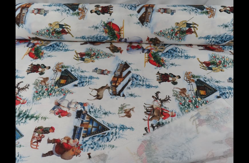 Loneta Christmas Designs Cotton Polyester Multi-Colored-280cm