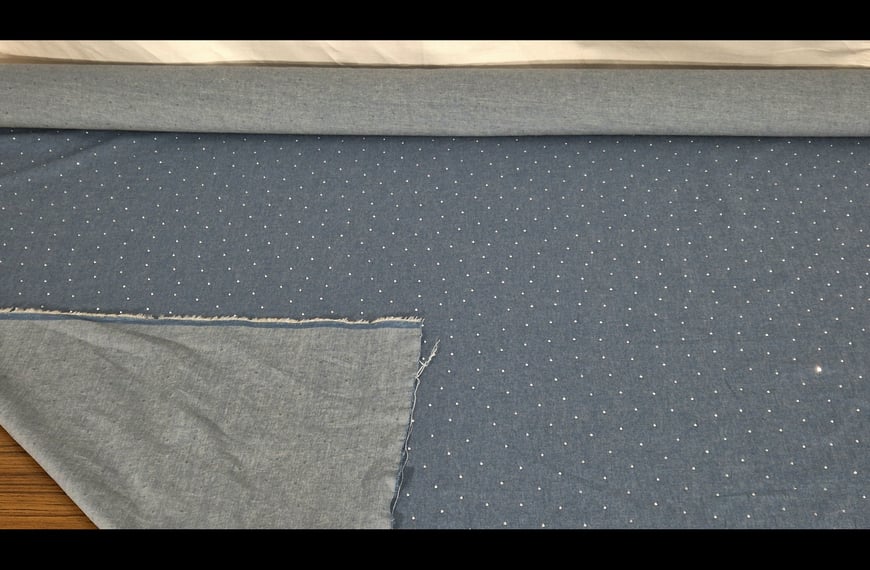Denim Elastic with Strass Cotton Single-Colored - 150cm