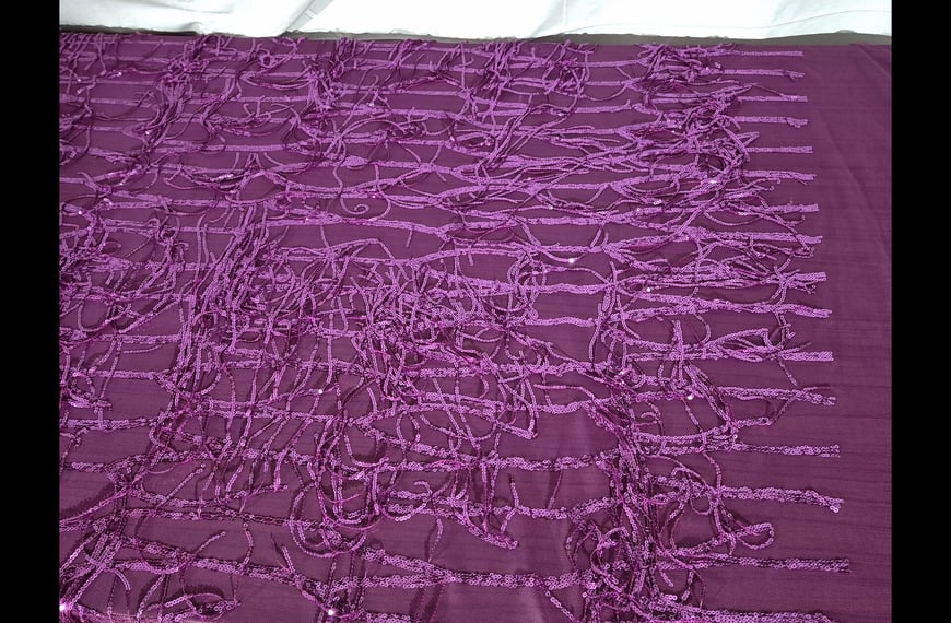 Mesh Τulle with Fringes Polyester Single-Colored-150cm