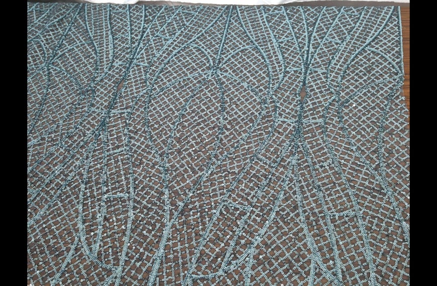 Lace with Sequin Geomtric Design Polyester Single-Colored-150cm Lace with Sequin Geomtric Design Polyester Single-Colored-150cm