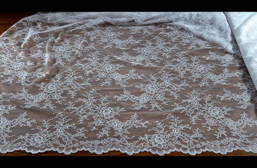 Lace with Bouquet & Finish Polyester Single-Colored - 150cm