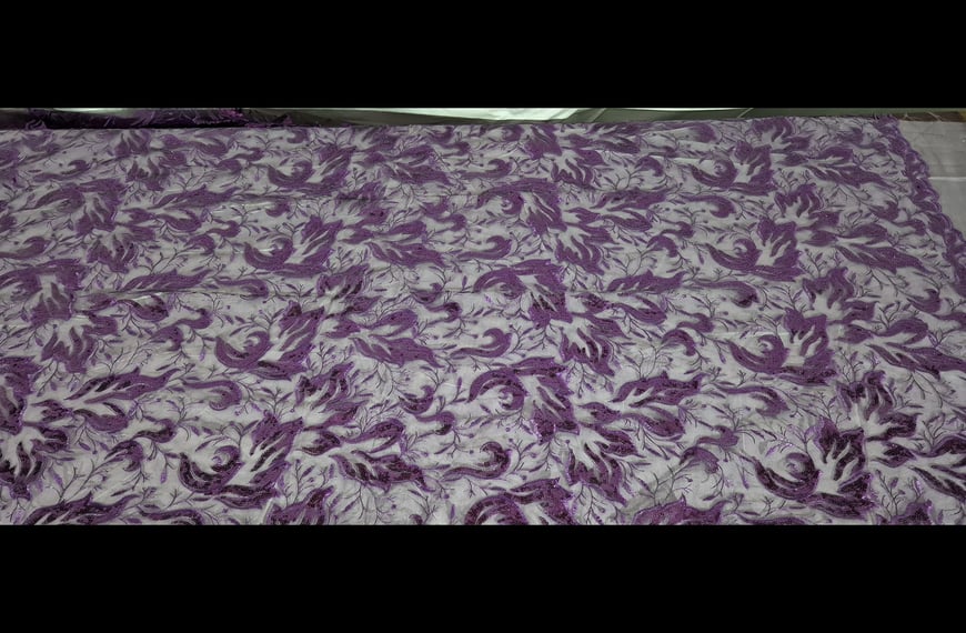 Lace with Beads & Flower in Branch Polyester Single-Colored-150cm