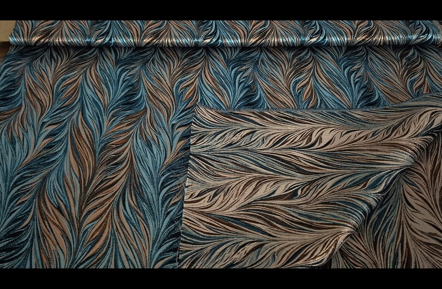 Brocade like Leaves Metallic Polyester Multi-Colored - 140cm