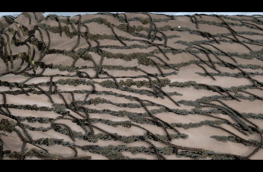 Tulle Bronze with Fringes Polyester Elastin Single-Colored - 150cm