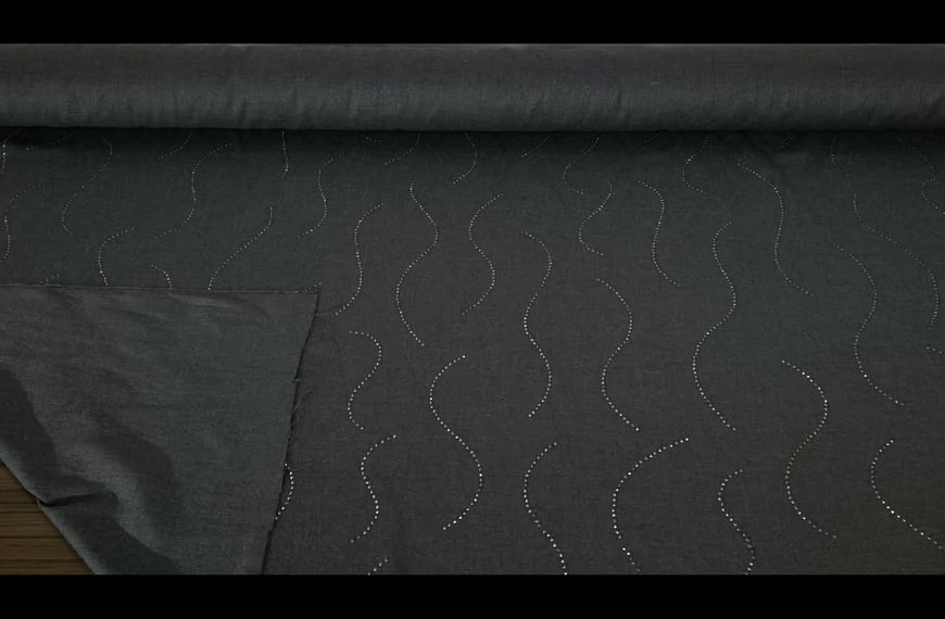 Gabardine with Zig-Zag Strass Polyester Acetat Elast Single-Colored - 150cm