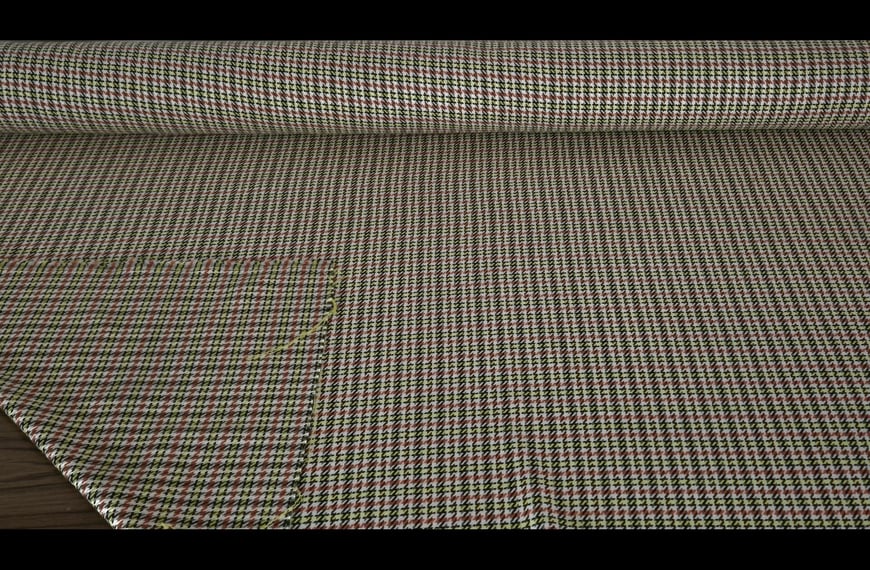 Gabardine with Small Pie De Poule Polyester Acetat Elast Multi-Colored - 150cm