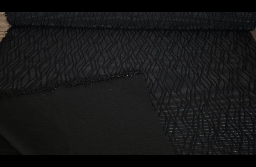 Jacquard with Embossed Designs like Waves Polyester Cotton Metallic Multi-Colored - 150cm