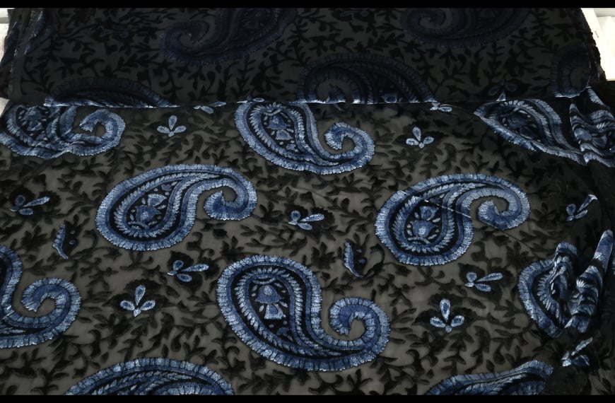 Devore with Paislies Polyester Viscose Multi-Colored - 140cm