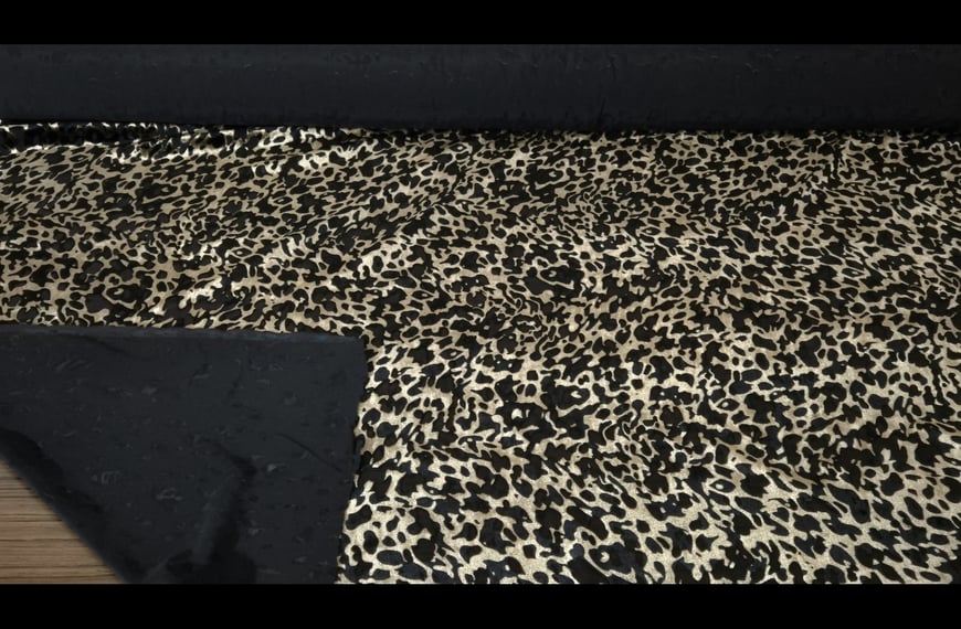 Devore with Golden Leopard Design Polyester Viscose Multi-Colored - 140cm