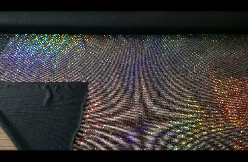 Jersey Iridescent Foil Squares Polyester Elast Single-Colored - 150cm