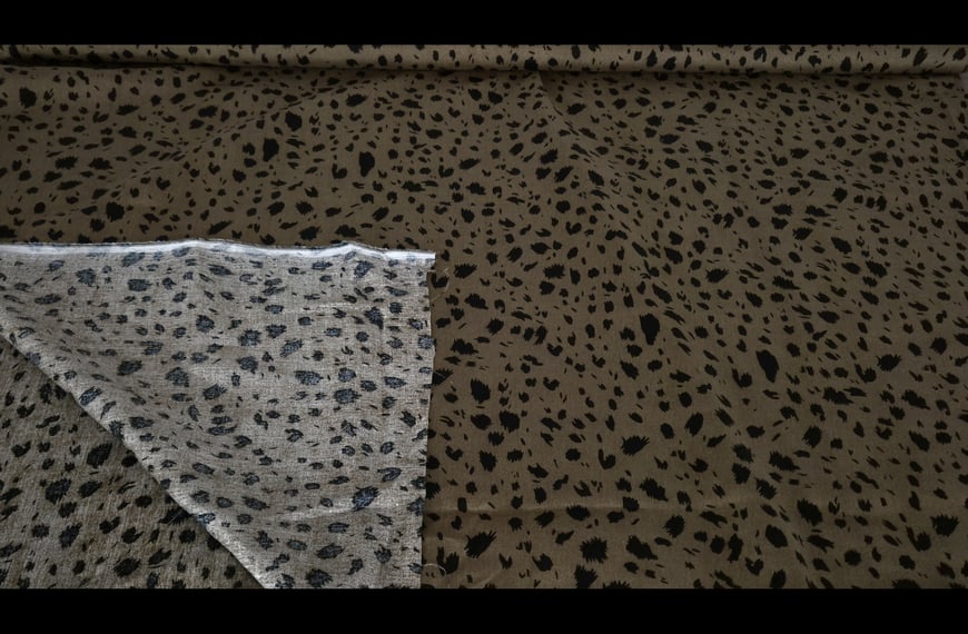 100% Viscose with Black Leopard Dots Multi-Colored - 150cm