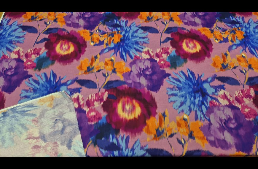 Poplin with Flower Designs Cotton Multi-Colored - 150cm