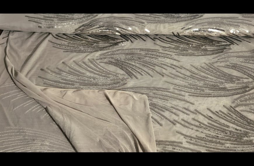 Mesh Tulle with Sequin Leaves Polyester 2-Colored-150cm Mesh Tulle with Sequin Leaves Polyester 2-Colored-150cm