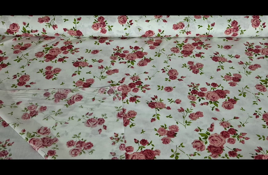 Poplin with Roses Cotton Multi-Colored - 150cm
