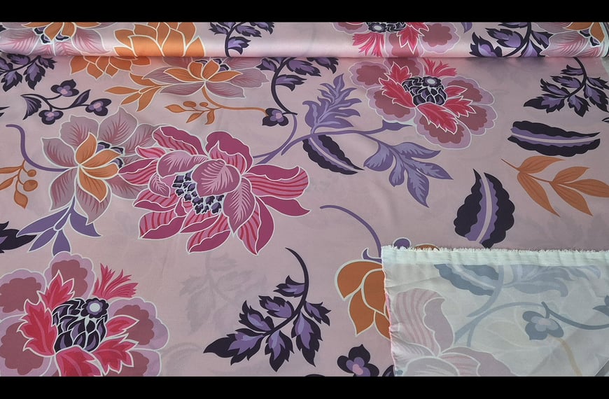 Satin with Big Flowers 100% Polyester Multi-Colored - 150cm