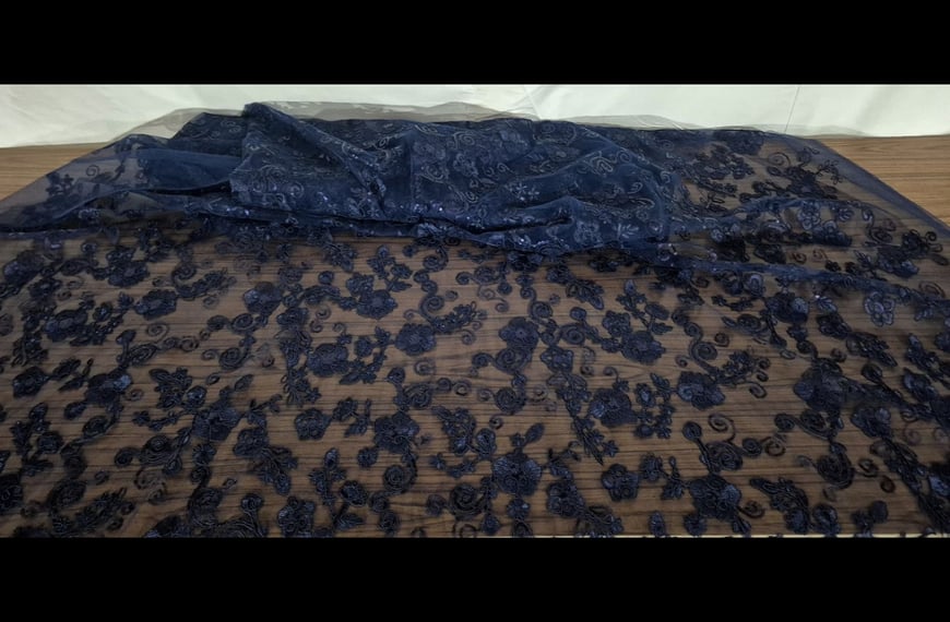 Lace with Pearls and Big Finish Polyester Single-Colored - 140cm