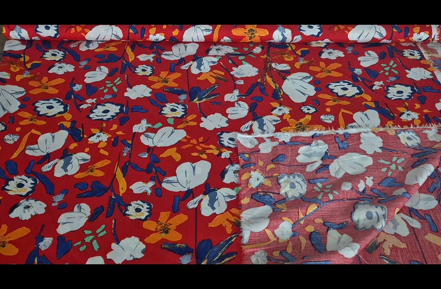 Viscose with Multi-Colored Flowers - 140cm