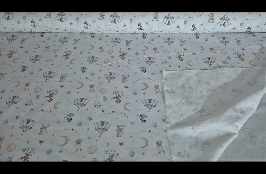 Popplin with Circus & Elephants for Kids Cotton Multi-Colored - 300cm