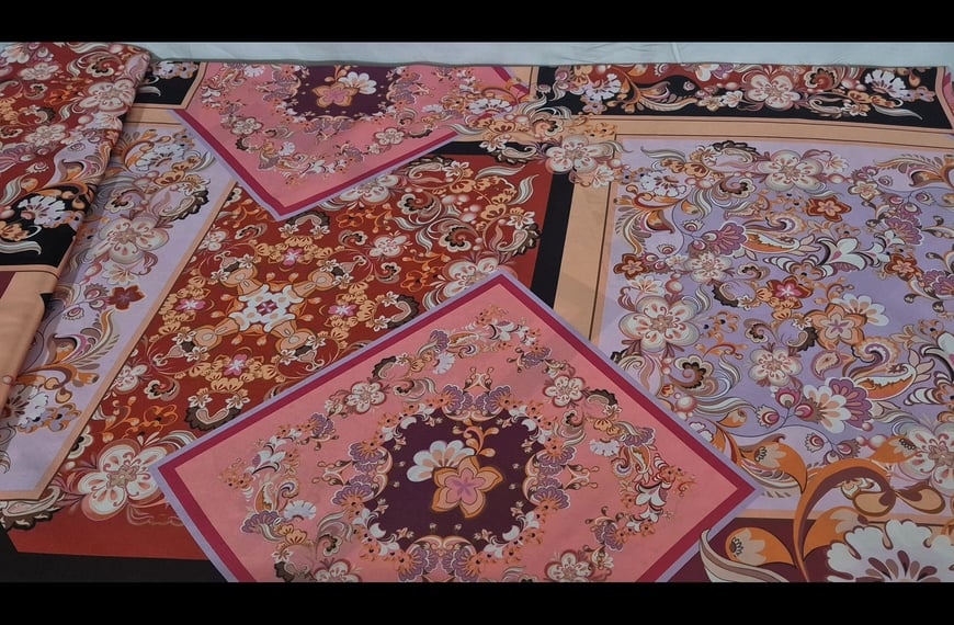 Satin with Designs like Scarfs Polyester Multi-Colored - 150cm