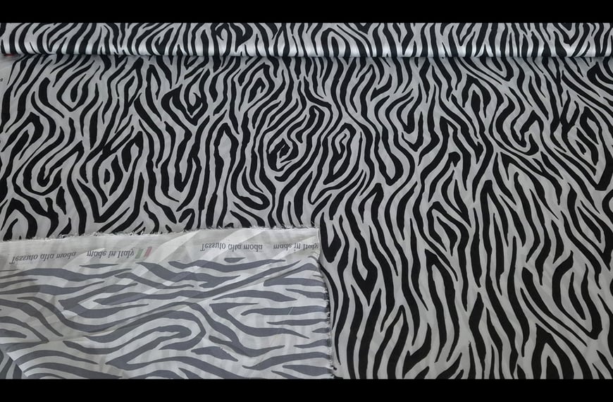 Satin Black and White Zebra Polyester Multi-Colored - 150cm