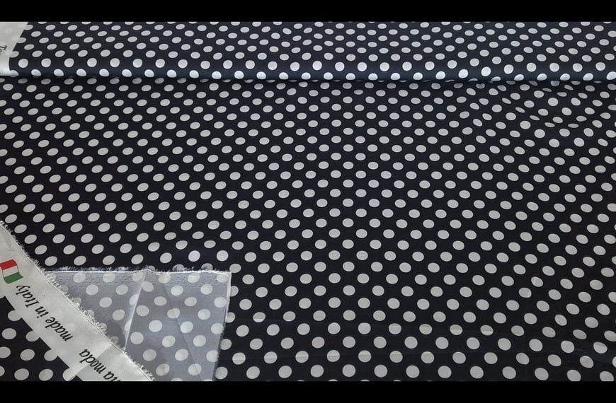 Satin Blue with White Polka Dots Polyester Multi-Colored - 150cm