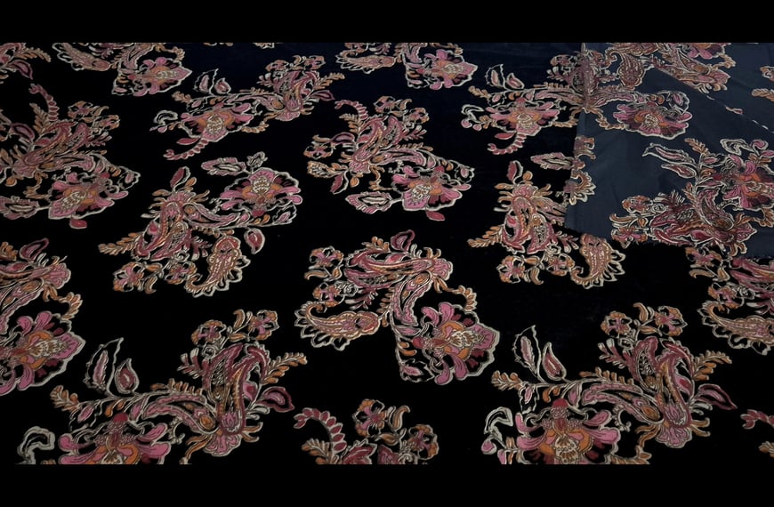 Devore with Paislies Polyester Viscose Multi-Colored - 130cm