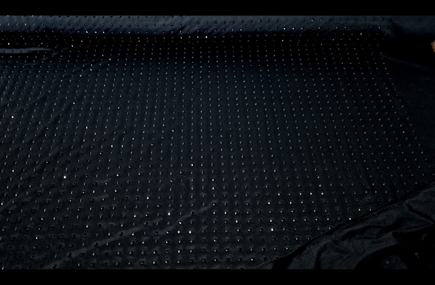 Jersey with Strass Polyester Elastin Single-Colored - 150cm