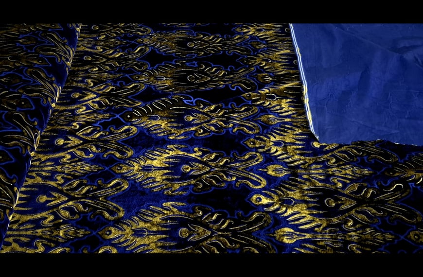 Devore with Golden Ecclesiastical Designs Polyester Viscose Multi-Colored - 140cm