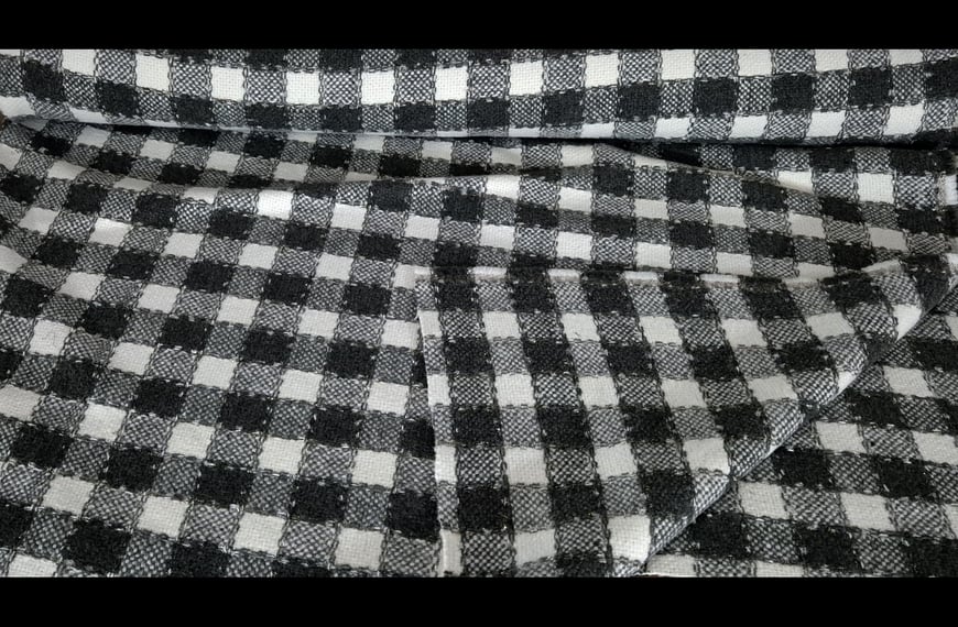 Pique with Checkers & Golden Details Polyester Wool Multi-Colored - 150cm