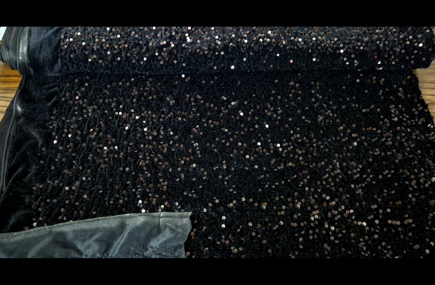 Velvet with Sequin Polyester Single-Colored - 150cm