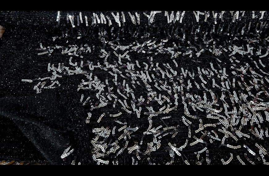 Sequin with Silver Fringes Polyester Single-Colored - 160cm